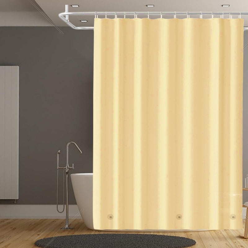 TIKABC Beige Shower Curtain Liner, 4G PEVA Shower Liner, Plastic Peva Waterproof Shower Curtains, 72x72 inch with Grommet Holes 3 Magnetic Weights - Image 1